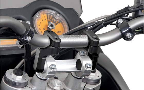 Vario-Lenkerverlegung für Ø 28 mm Lenker. Erhöhung/Verlegung variabel. Schwarz. - Bild 5