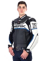 BERIK LJ-10433-BK Lederjacke sw./weiss/blau 54 BERIK LJ-10433-BK Lederjacke sw./weiss/blau 54
