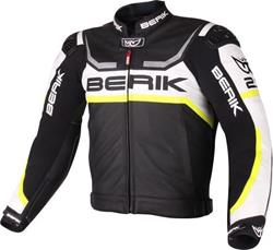 BERIK LJ-10433-BK Lederjacke sw./weiss/gelb 48 BERIK LJ-10433-BK Lederjacke sw./weiss/gelb 48