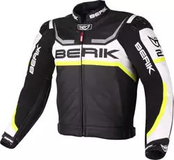 BERIK LJ-10433-BK Lederjacke sw./weiss/gelb 50 BERIK LJ-10433-BK Lederjacke sw./weiss/gelb 50