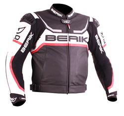 BERIK LJ-10433-BK Lederjacke sw./weiss/rot 54
