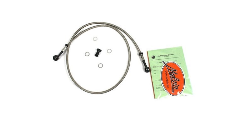Stahlflexbremsleitung (einteilig) für BMW R 80 Modelle Stahlflexbremsleitung (einteilig) für BMW R 80 Modelle