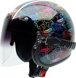 NZI ROLLING DUO MADCAP Jethelm schwarz dekor XS NZI ROLLING DUO MADCAP Jethelm schwarz dekor XS