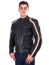 BELO STURGIS Lederjacke sw./orange/weiss 4XL