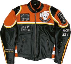 SPIDER ACE-MICKY Lederjacke schwarz/orange XXL SPIDER ACE-MICKY Lederjacke schwarz/orange XXL