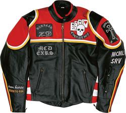 SPIDER ACE-MICKY Lederjacke schwarz/rot 5XL