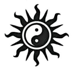 MM Aufkleber SONNE YING-YANG 7cm schwarz MM Aufkleber SONNE YING-YANG 7cm schwarz