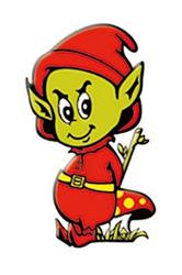 MM Aufkleber ZWERG 10x5cm grün/rot