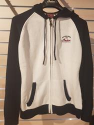 Frauen Zip-Up Hoodie Sweatshirt mit Script Logo, Weiß / Blau