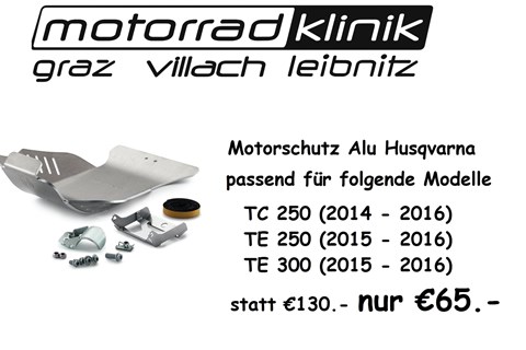 Husqvarna Motorschutz Alu statt €130.- nur €65.- passend für folgende Modelle  TC 250 (2014 - 2016) TE 250 (2015 - 2016) Husqvarna TE 300 (2015 - 2016)
