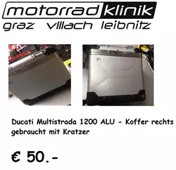 Multistrada 1200 ALu Koffer rechts nur €50.- gebrauchter Koffer Kratzer vorhanden Multistrada 1200 ALu Koffer rechts nur €50.- gebrauchter Koffer Kratzer vorhanden