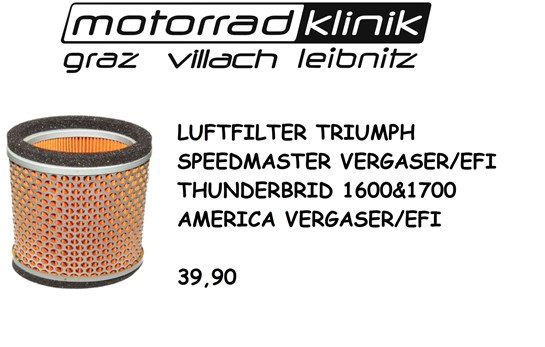 Triumph LUFTFILTER SPEEDMASTER VERGASER/EFI/THUNDERBRID 1600&1700 /AMERICA VERGASER/EFI 39,90