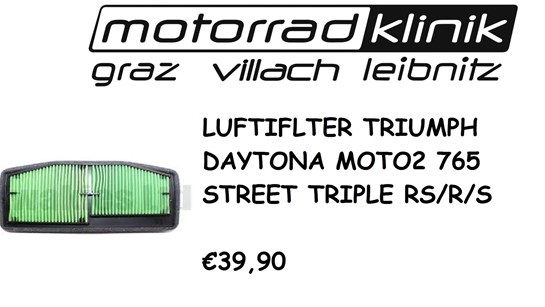 Triumph LUFTIFLTER DAYTONA MOTO2 765/ STREET TRIPLE RS/R/S €39,90