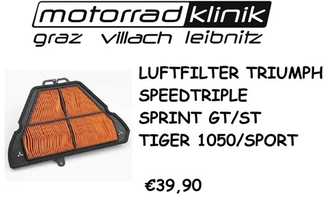 Marke: Triumph Artikelname: LUFTFILTER SPEED TRIPLE/SPRINT/GT/ST/TIGER 1050/TIGER SPORT €39,90