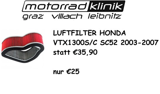 Honda LUFTFILTER VTX1300S/C SC52 2003-2007 STATT €35,90 NUR €25