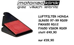 LUFTFILTER SLR650 97-99/ FMX650 RD12 /FX650 VIGOR RD09/SLR650 RD09 STATT €49,90 NUR €39,90