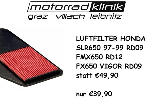 LUFTFILTER SLR650 97-99/ FMX650 RD12 /FX650 VIGOR RD09/SLR650 RD09 STATT €49,90 NUR €39,90