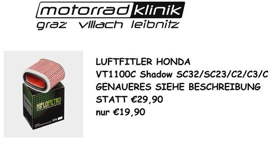 Hiflo LUFTFITLER VT1100C Shadow SC32/SC23/C2/C3/C GENAUERES SIEHE BESCHREIBUNG STATT €29,90 NUR €19,90