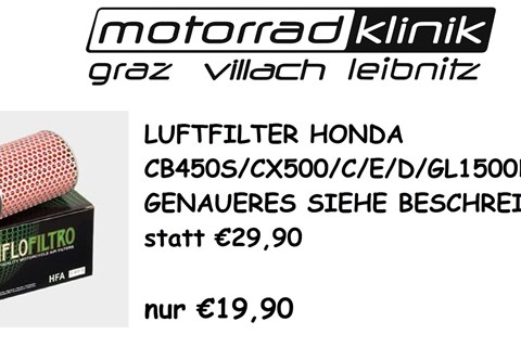 Marke: Honda Artikelname: LUFTFILTER CB450 S/CX500/C/E/D/GL1500D STATT €29,90 NUR €19,90 GENAUERES SIEHE BESCHREIBUNG 