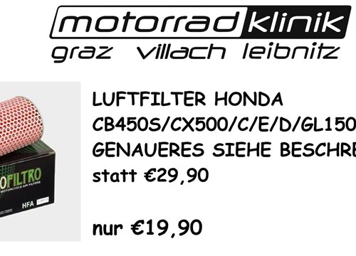 LUFTFILTER CB450 S/CX500/C/E/D/GL1500D STATT €29,90 NUR €19,90 GENAUERES SIEHE BESCHREIBUNG 