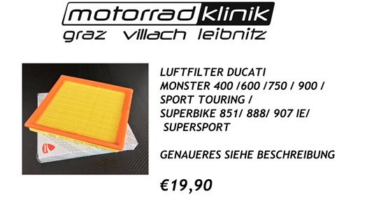 Ducati LUFTFILTER MONSTER 400 /600 /750 / 900 /SPORT TOURING /SUPERBIKE 851/ 888 / 907 IE/ SUPERSPORT €19,90 GENAUERES SIEHE BESCHREIBUNG