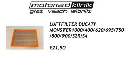 LUFTFILTER MONSTER 1000/400/620/695/750/800/900/S2R/S4 €21,90 LUFTFILTER MONSTER 1000/400/620/695/750/800/900/S2R/S4 €21,90
