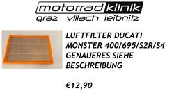 LUFTFILTER MONSTER 400/695/S2R/S4 €12,90 GENAUERES SIEHE BESCHREIBUNG  LUFTFILTER MONSTER 400/695/S2R/S4 €12,90 GENAUERES SIEHE BESCHREIBUNG