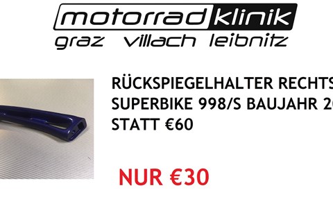 Marke: Ducati Artikelname: RÜCKSPIEGELHALTER RECHTS BLAU SUPERBIKE 998/S BAUJAHR 2002 STATT €60 NUR €30