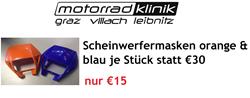 Scheinwerfermasken orange & blau je Stück statt €30 nur €15