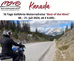 Geführte Motorradtour Kanada - 16 Tage "Best of the West"  Geführte Motorradtour Kanada - 16 Tage "Best of the West"