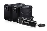 TRAX ADV Alukoffer-System + Akrapovic. Schwarz. 45/37 l. BMW R 1250 GS/Adv/Rallye (18-).