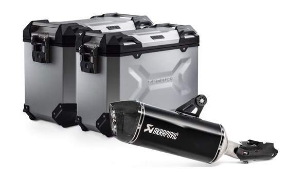 TRAX ADV Alukoffer-System + Akrapovic. Silbern. 45/37 l. BMW R 1250 GS/Adv/Rallye (18-). - Bild 1