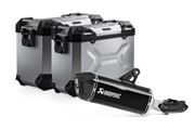 TRAX ADV Alukoffer-System + Akrapovic. Silbern. 45/37 l. BMW R 1250 GS/Adv/Rallye (18-).