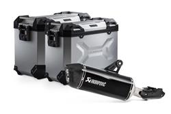TRAX ADV Alukoffer-System + Akrapovic. Silbern. 45/37 l. BMW R 1250 GS/Adv/Rallye (18-).