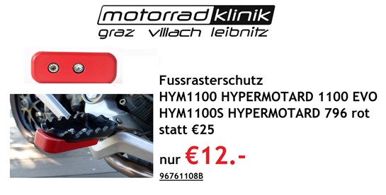 Ducati Fussrasterschutz HYM1100 , HYPERMOTARD 1100 EVO , HYM1100S , HYPERMOTARD 796 rot statt €25 nur €12.-