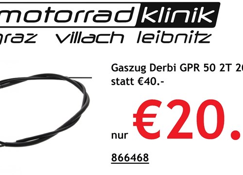 Gaszug Derbi GPR 50 2T 2009-2013 statt €40.- nur  €20.-