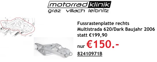 Ducati Fussrastenplatte rechts Multistrada 620 / Dark statt € 199,90 nur € 150.-