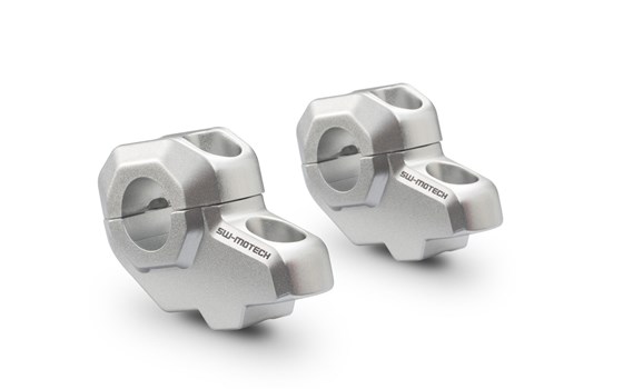 Lenkerverlegung für Ø 22 mm Lenker. H=30 mm. Verlegung um 21 mm. Silbern. - Bild 1