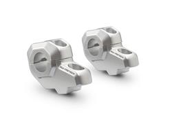 Lenkerverlegung für Ø 22 mm Lenker. H=30 mm. Verlegung um 21 mm. Silbern.