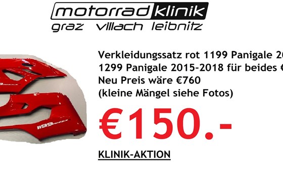 Verkleidungssatz rot 1199 Panigale  2012-2015 1299 Panigale 2015-2018 für beides €150 Neu Preis wäre  €760 (kleine Mängel siehe Fotos). - Bild 1