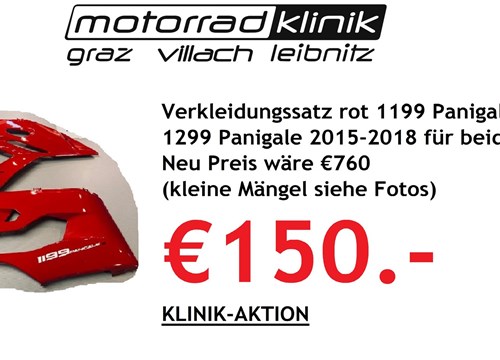 Verkleidungssatz rot 1199 Panigale  2012-2015 1299 Panigale 2015-2018 für beides €150 Neu Preis wäre  €760 (kleine Mängel siehe Fotos).