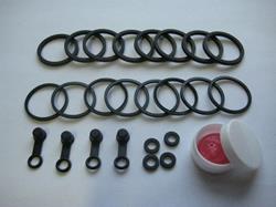 Reparatursatz für alle 4-Kolben-Bremssättel vorne. Passend für alle GSX-R 750 GR75A `85-`87, GSXR 1100 GU74C `86-`88. Satz enthält Teile für zwei Bremssättel! Reparatursatz für alle 4-Kolben-Bremssättel vorne. Passend für alle GSX-R 750 GR75A `85-`87, GSXR 1100 GU74C `86-`88. Satz enthält Teile für zwei Bremssättel!