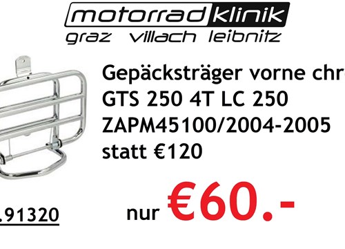 Gepäcksträger vorne chrom GTS 250 4T LC 250 ZAPM45100 2004-2005 statt €120 nur €60.-