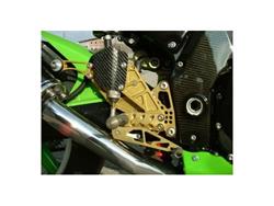 GILLES-Fußrastenanlage für BMW HP4 `12-`15, S 1000 R `13-`16, umgekehrtes Schaltschema möglich, S 1000 RR `09-`14, umgekehrtes Schaltschema möglich, CNC gefräst, verstellbar, in schwarz, gold oder sch
