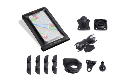Universal Navi-Kit mit Smartphone Drybag. Inkl. 2"" Klemmarm. Für Lenker/ Spiegelgewinde. - Bild 1