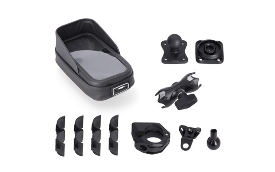 Universal Navi-Kit mit Phone Case. Inkl. 2"" Klemmarm. Für Lenker/ Spiegelgewinde. - Bild 1