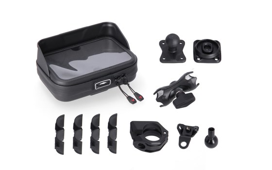 Universal Navi-Kit mit Navi Case. Inkl. 2"" Klemmarm. Für Lenker/ Spiegelgewinde. - Bild 1