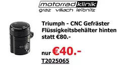 Triumph - CNC Gefräster Flüssigkeitsbehälter hinten statt €80 nur €36  Triumph - CNC Gefräster Flüssigkeitsbehälter hinten statt €80 nur €36