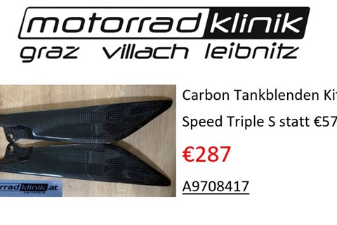 Marke: Triumph Artikelname: Carbon Tankblenden Kit Speed Triple S statt €573 nur €287