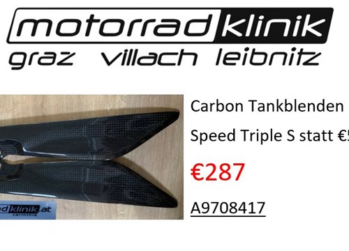 Carbon Tankblenden Kit Speed Triple S statt €573 nur €287